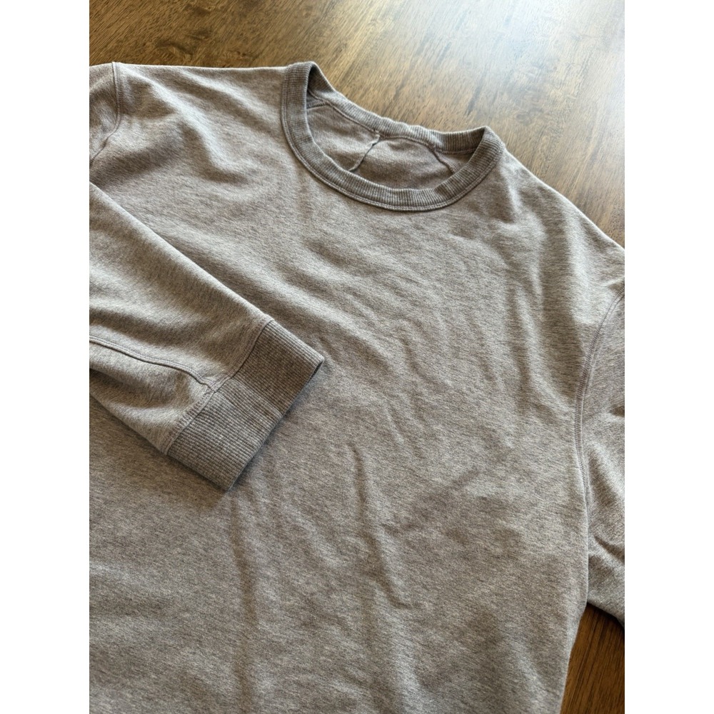 Lululemon Cross Cut Sweatshirt Men's Large Heathered Gray Side Zip Crew Stretch